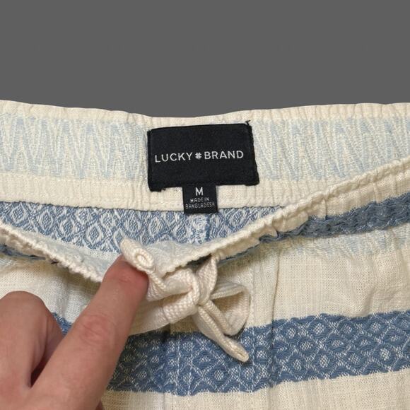 Lucky Brand Dobby Stripe Cotton Drawstring Shorts Size M NWT Blue Multi Stripe - Picture 6 of 11
